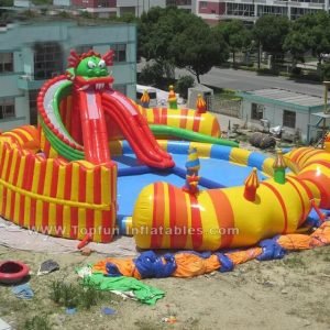 inflatable ground water park with pool